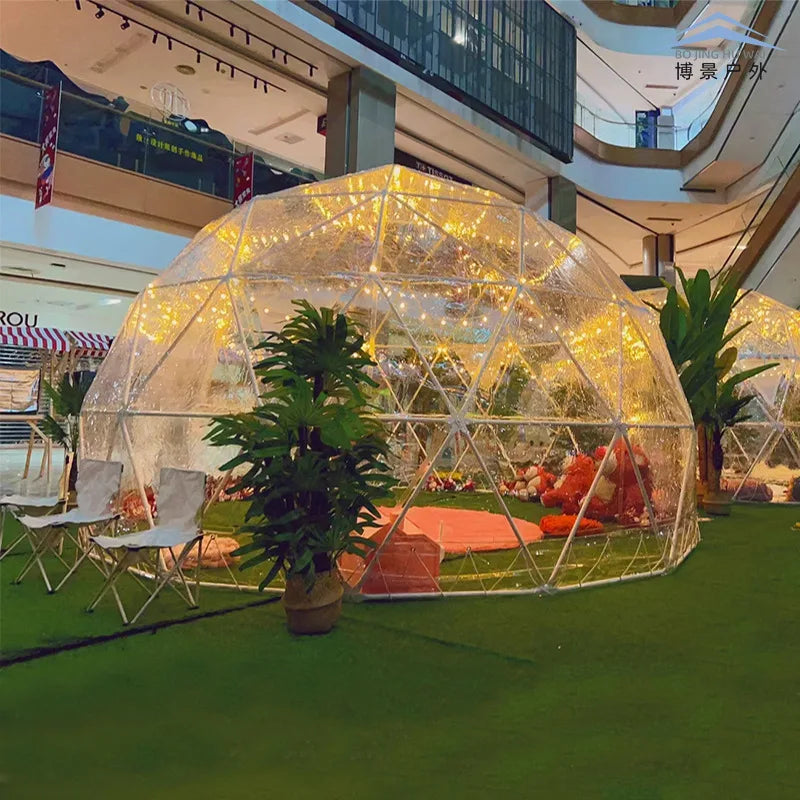 Tente de camping de luxe à dôme géodésique, maison igloo en forme de dôme pour hôtel de plein air, tente à dôme étoilée transparente