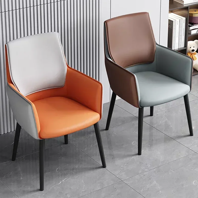 Dining chairs Leather Dining Chair Luxury Hotel Salon Vanity Living Room Armchair Design Nordic Sedie Da Pranzo Office Furniture