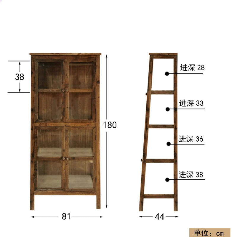 Ensembles complets d'armoires de cuisine ouvertes, armoires de rangement de buffet rétro en bois, armoires d'affichage, meubles de cuisine CM50CG