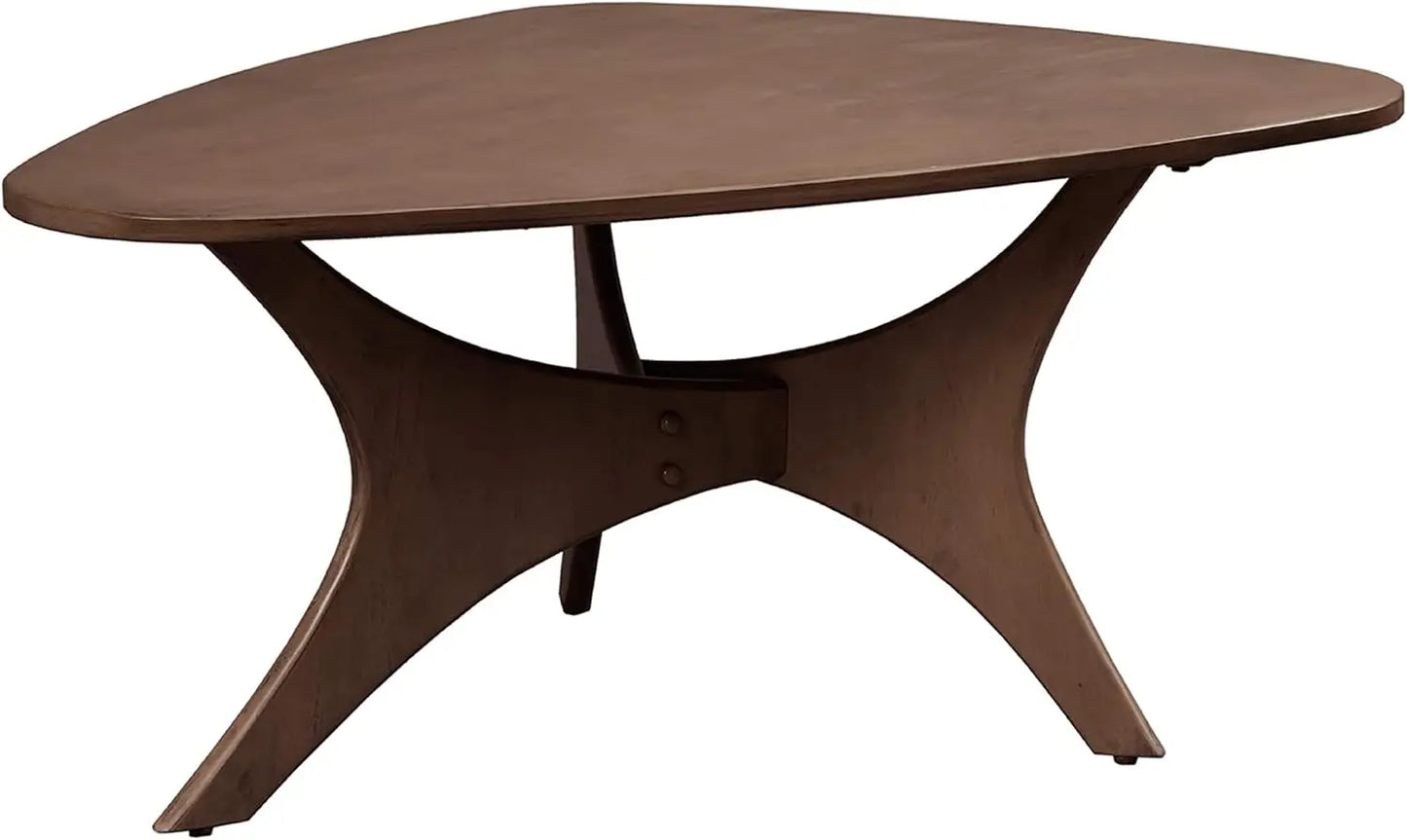 Blaze Triangle Wood Coffee Table Plywood with Wood Veneer Legs, Mid-Century Modern, Easy Assembly, Accent Furniture