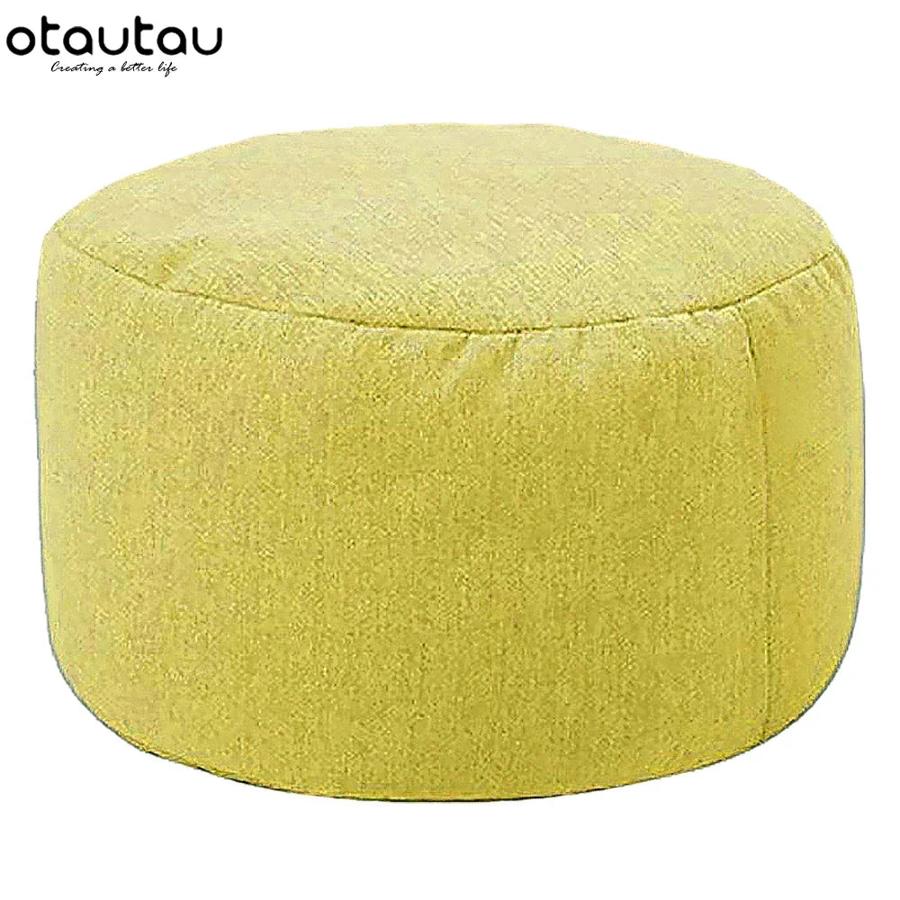 Pouf en lin OTAUTAU avec rembourrage Pouf Pouf Ottoman Repose-pieds Tatami Tabouret rond Futon Pouf Meubles de salon de détente