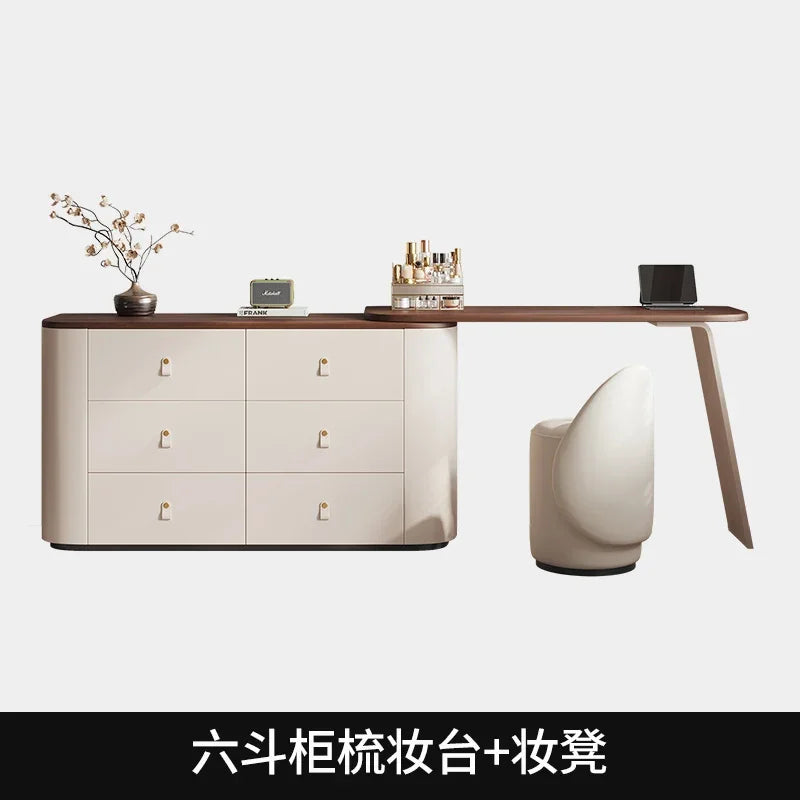 Design Vanity Dressing Table Mirror Nordic Storage Drawer Dresser Wood Chair Multifonctional Comoda Pra Quarto Bedroom Furniture