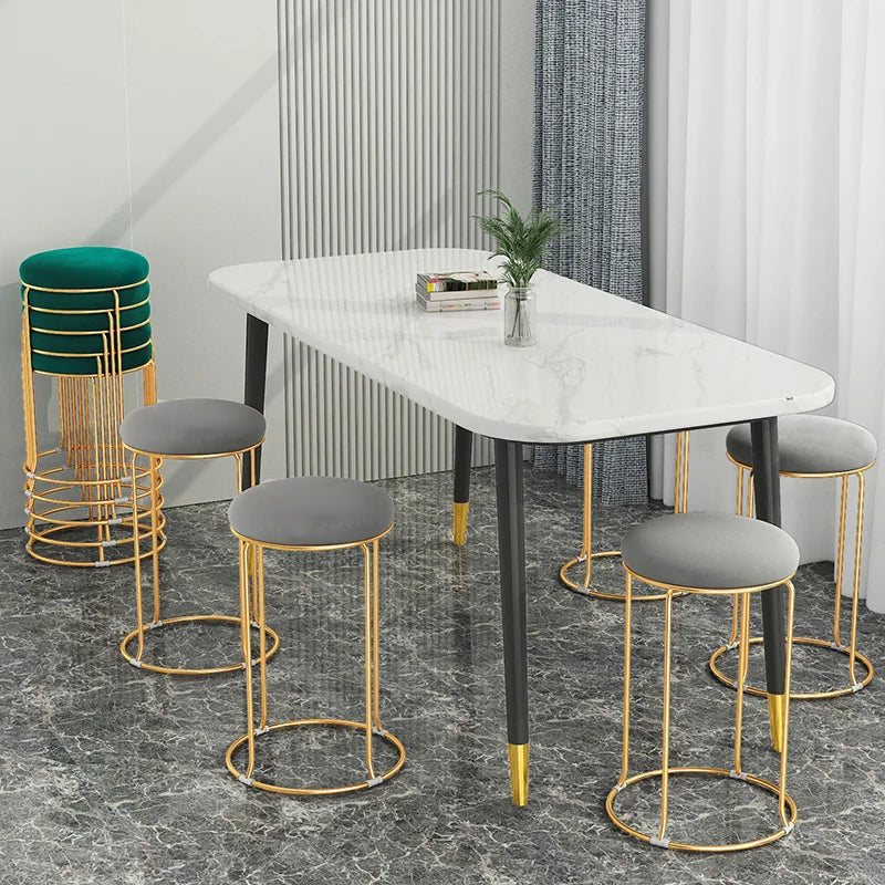 Silla de comedor de terciopelo para bar, taburete de cocina, salón, silla redonda nórdica dorada para hotel, cocina, exterior, sillas de metal, muebles para el hogar