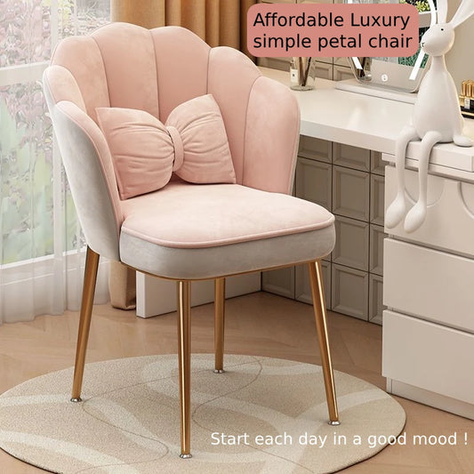 Vanity Chair Modern Dining Chair with Metal Legs for Dressing Room Lounge Nordic Comfortable Makeup Chairs Home Furniture