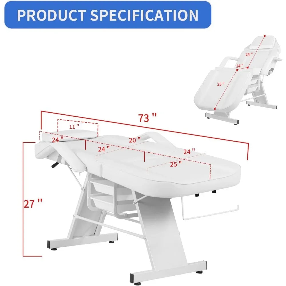 Chaise de pédicure. Chaise faciale Chaise de tatouage pour client Réglable 3 sections Multi-usages avec tabouret hydraulique pour esthéticienne Beaut