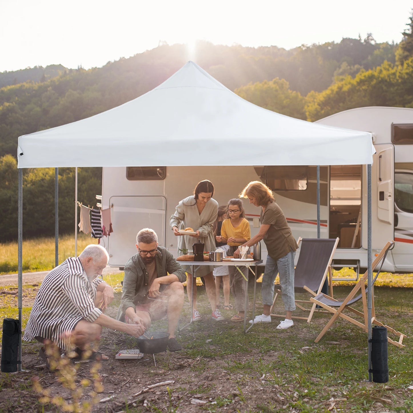 JHK - Carpa plegable para exteriores de 10 x 10 pies, fácil instalación, sombra instantánea, portátil, con bolsas de arena para acampar