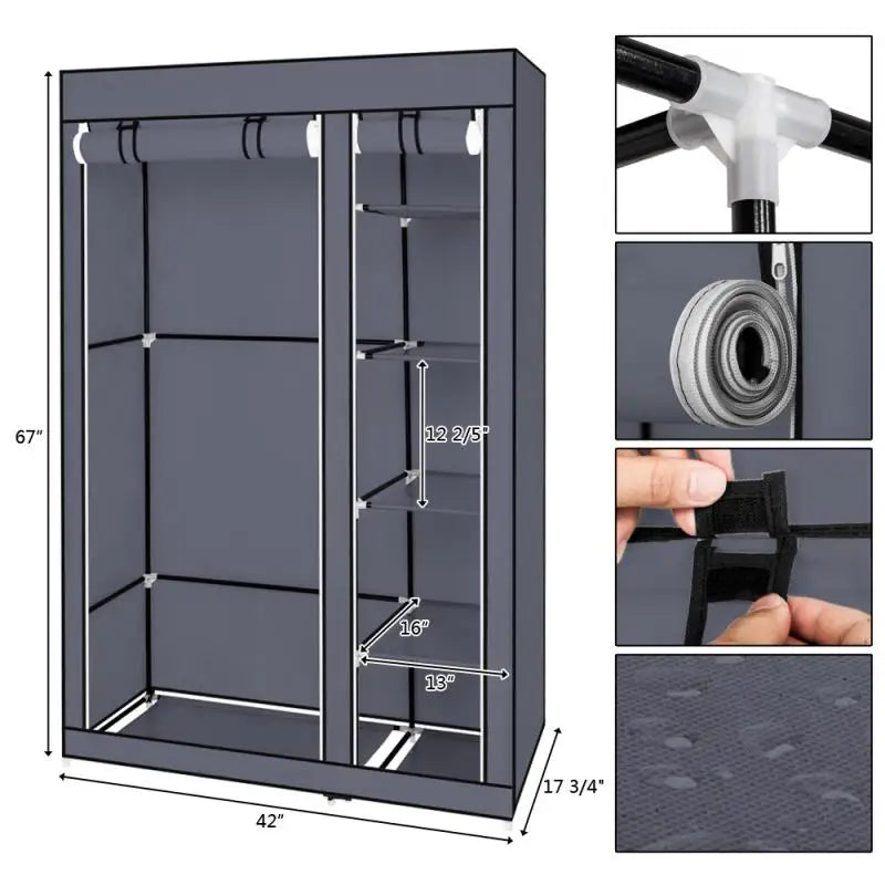 Armoire de rangement portable anti-poussière et étanche, étagère de rangement pour vêtements en tissu non tissé, meubles de chambre à coucher