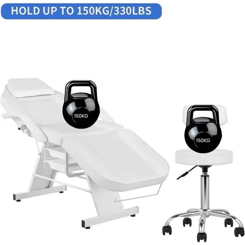 Silla facial Silla de tatuaje para cliente Ajustable 3 secciones Multiusos con taburete hidráulico para esteticista Belleza