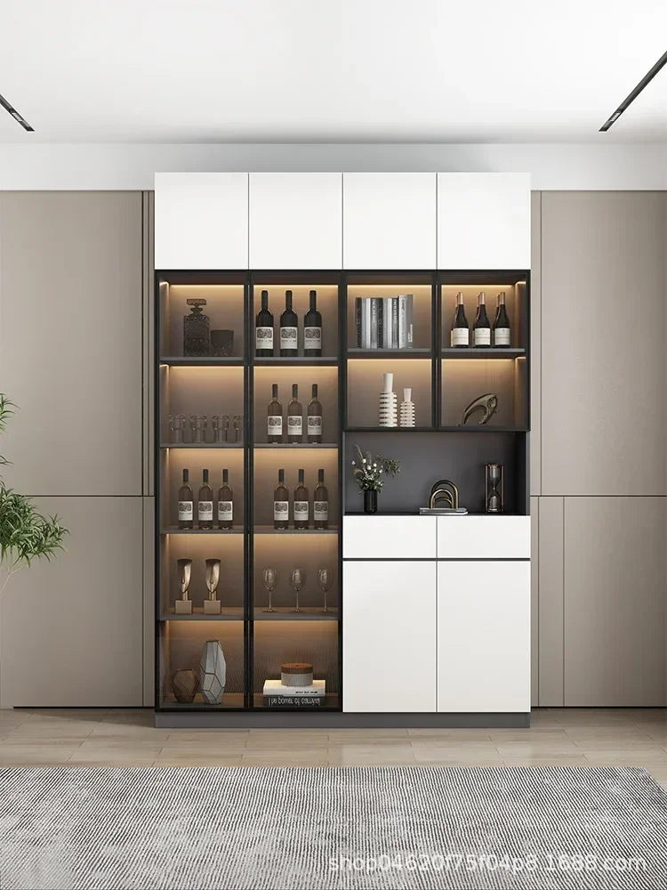 Grande armoire de cuisine, buffet, armoire de rangement de cuisine moderne, bar à vin, bar à café, armoire avec support à micro-ondes, îlots de buffet