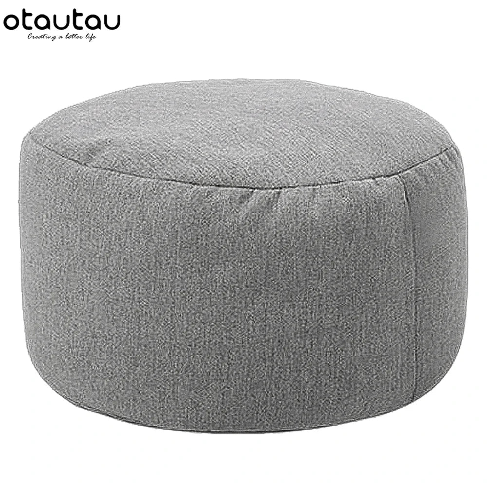 Pouf en lin OTAUTAU avec rembourrage Pouf Pouf Ottoman Repose-pieds Tatami Tabouret rond Futon Pouf Meubles de salon de détente