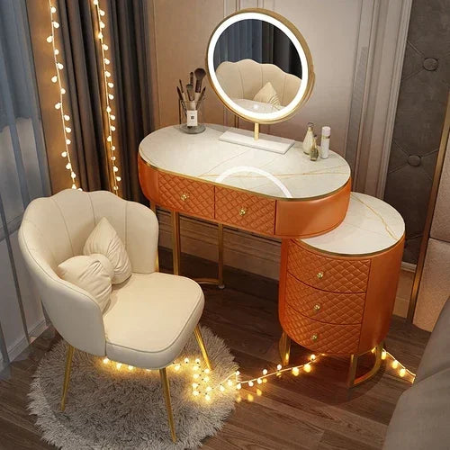 White Women Makeup Vanity Table Drawer Mirror Dresser Stand Makeup Table Storage Cabinet Coiffeuse Miroir Home Furniture