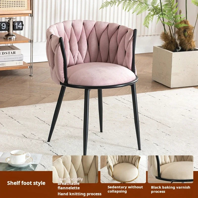 Velvet Nordic Armchair Dining Chair Living Room Relaxing Cafe Chair Luxury Design Vanity Stool Fauteuils De Salon Furniture