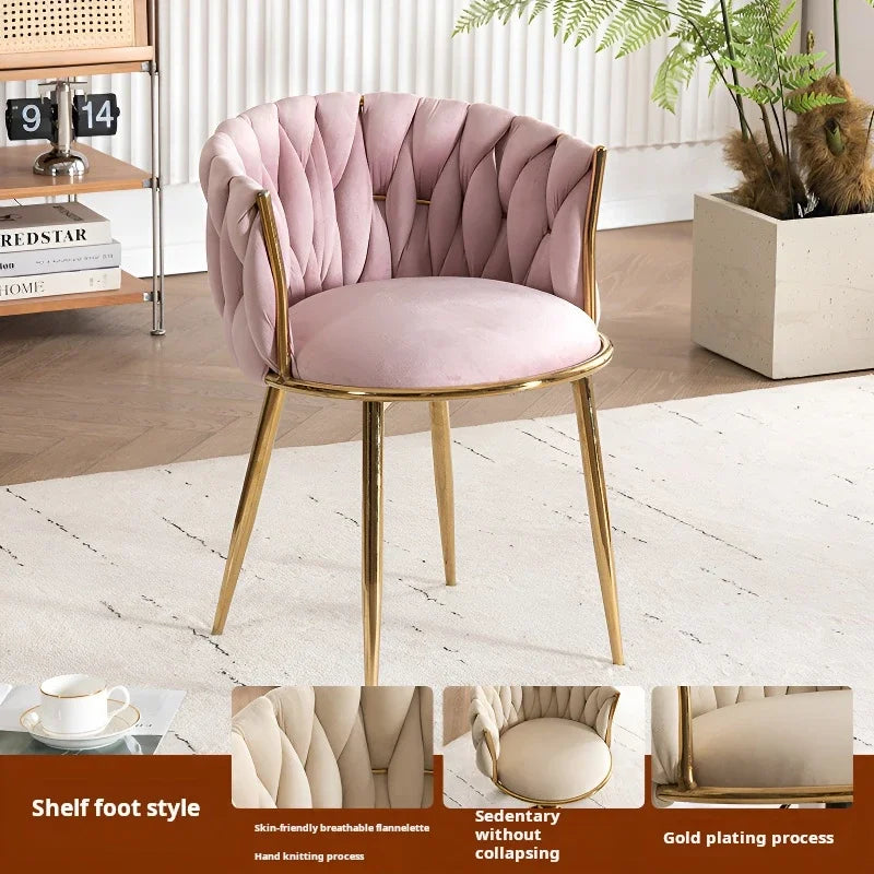 Velvet Nordic Armchair Dining Chair Living Room Relaxing Cafe Chair Luxury Design Vanity Stool Fauteuils De Salon Furniture