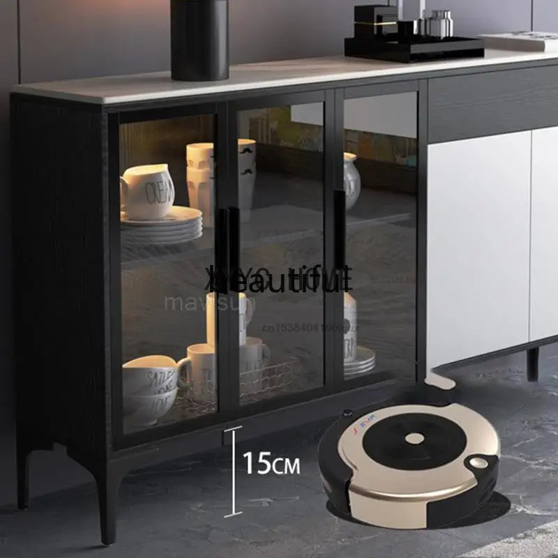 Italian Style Light Luxury Rock Board Sideboard Modern Minimalist Kitchen Storage Cabinet Multifunctional Space-Saving Furniture