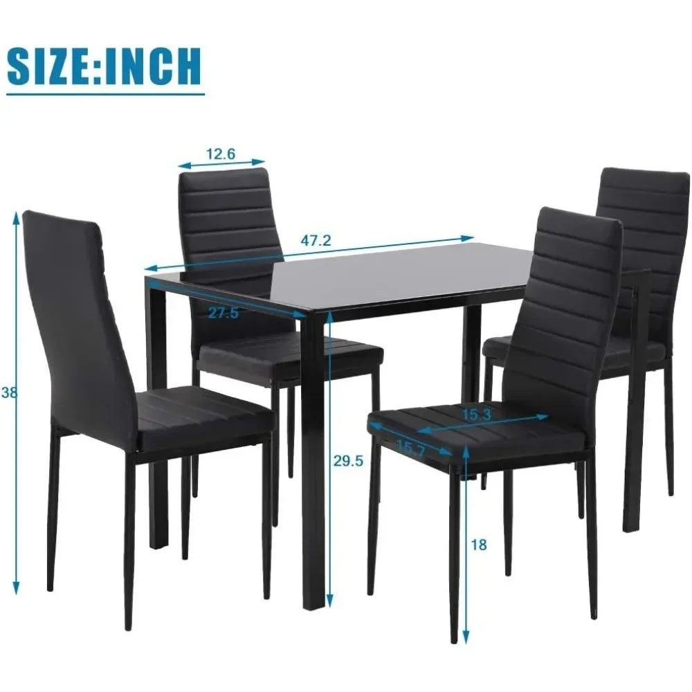 Dining Table Set Glass Dining Room Table Set for Small Spaces Kitchen Table and Chairs for 4Table with Chairs Home Furniture