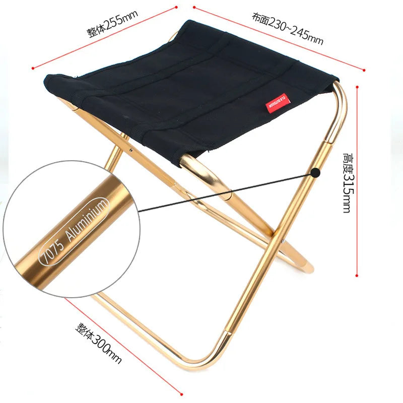 Tabouret pliant grand alliage d'aluminium 7075 chaise pliante portable pour barbecue extérieur pêche camping escalade tabouret chaise portable