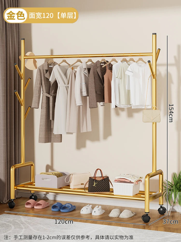 Perchero minimalista dorado de metal para el suelo, para dormitorio, para guardar zapatos, perchero, estantes para ropa, muebles de jardín Arara De Roupa