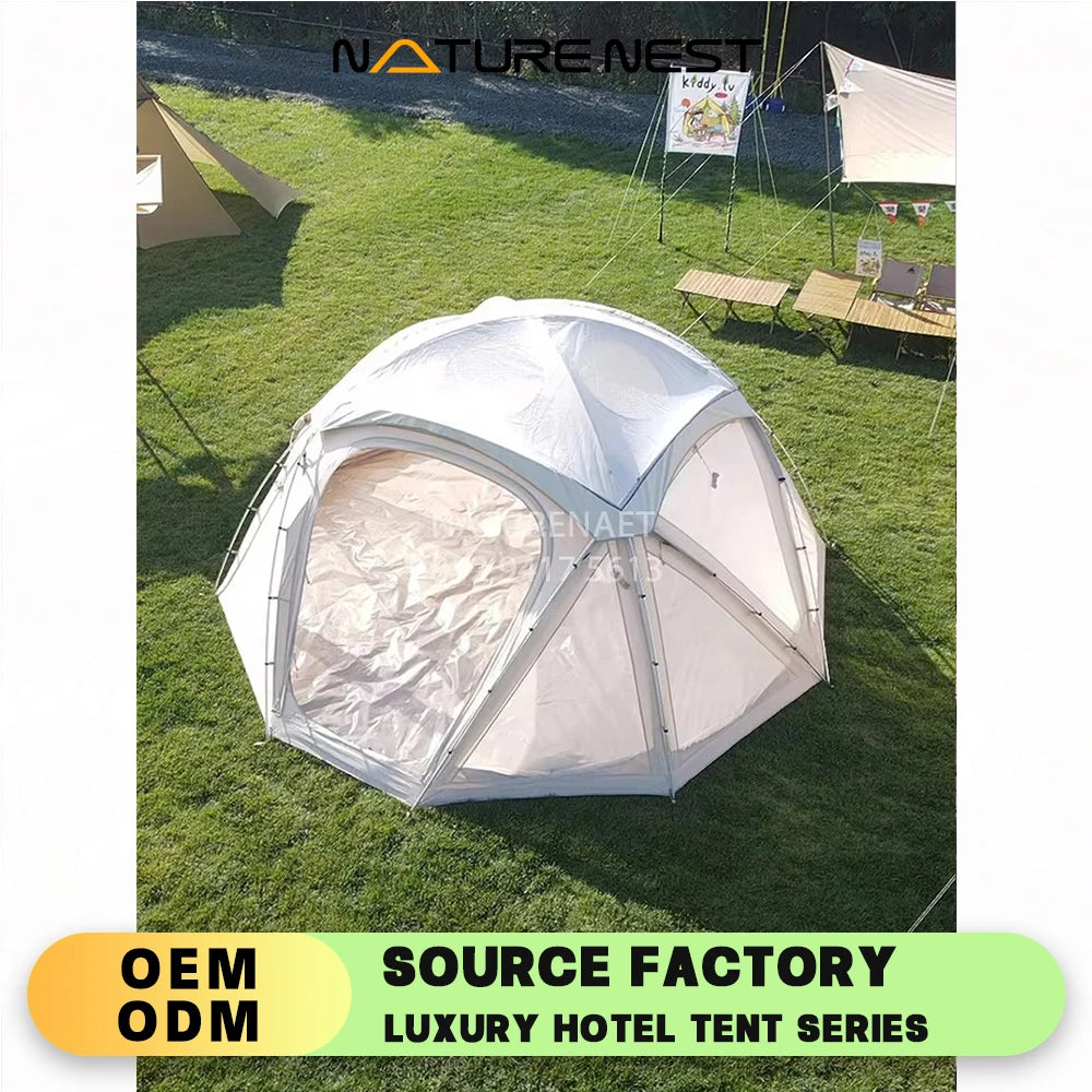 Spherical Tent Circular Tent Hiking Double Layers Camping Park Picnic Beach Awning BBQ thickened rain proof hexagonal tent