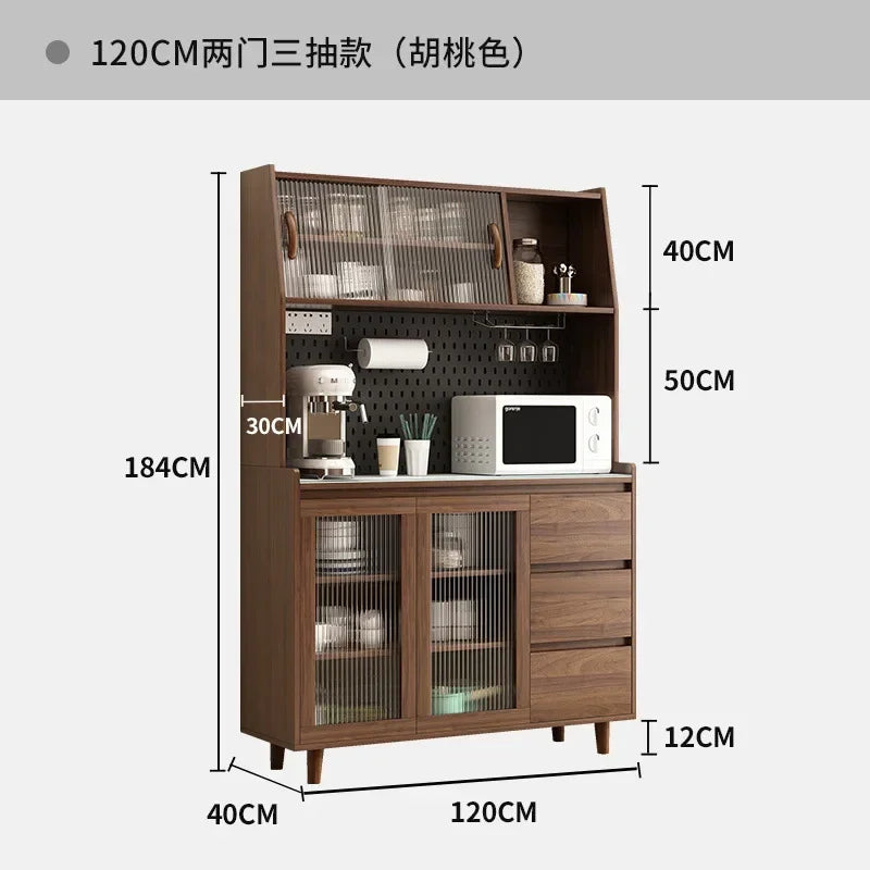 Armoires de cuisine Buffet en bois massif Table console Salon Vitrine Alacena Meubles de bar à café Salle à manger, Marron
