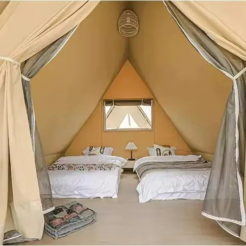 Triangle Tent High-quanty Safari Light Luxury Teepees Thickened Canvas Glamping Hotel Traval Family Outdoor Camping Wooden House