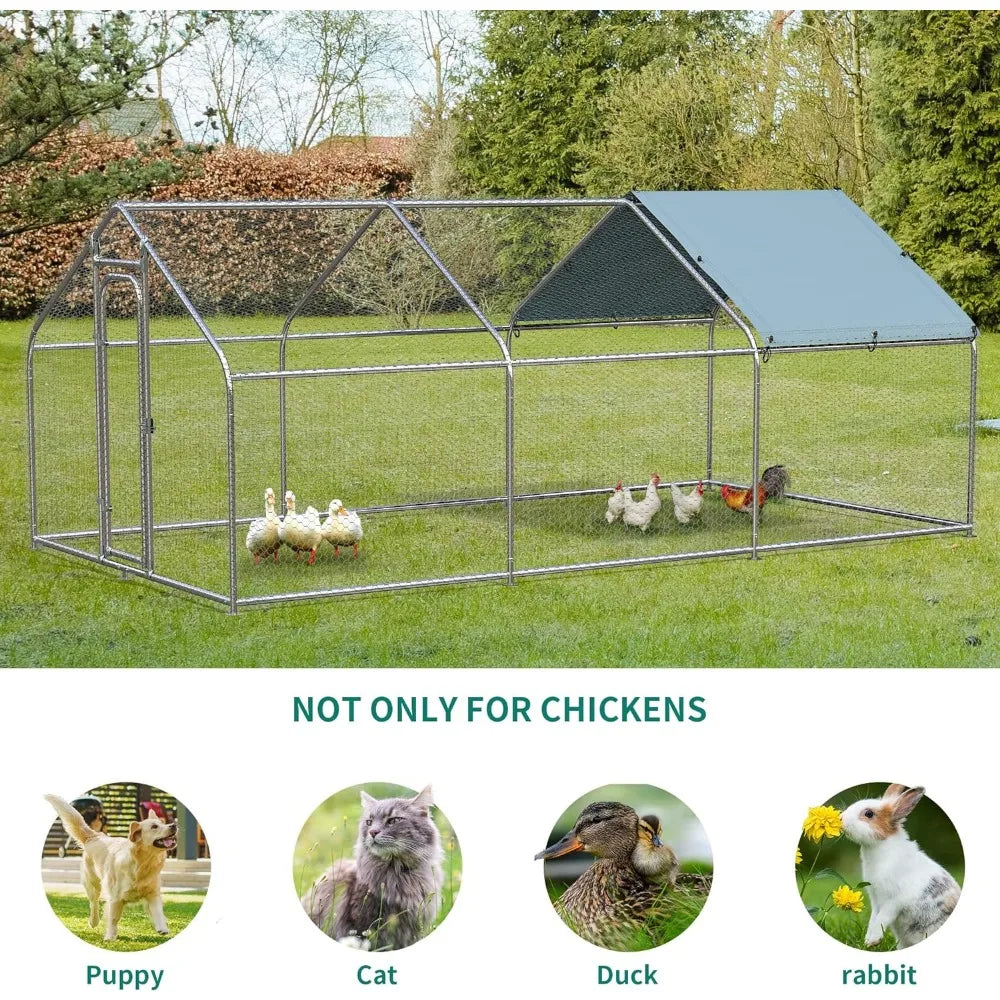 Grand poulailler en métal avec housse imperméable, poulailler, poulailler, canard, lapin, cage pour extérieur, arrière-cour, ferme