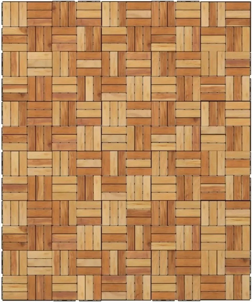 Wooden Interlocking Decking Tiles, Patio Flooring Outdoor Waterproof Floor Tiles Set, Patio Decor Flooring Tiles, 11.8"x11.8"