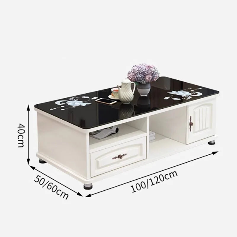 Table basse de salon nordique en ardoise avec rangement Tables basses tendance et simples Effet marbre Stolik Kawowy Home Furniture