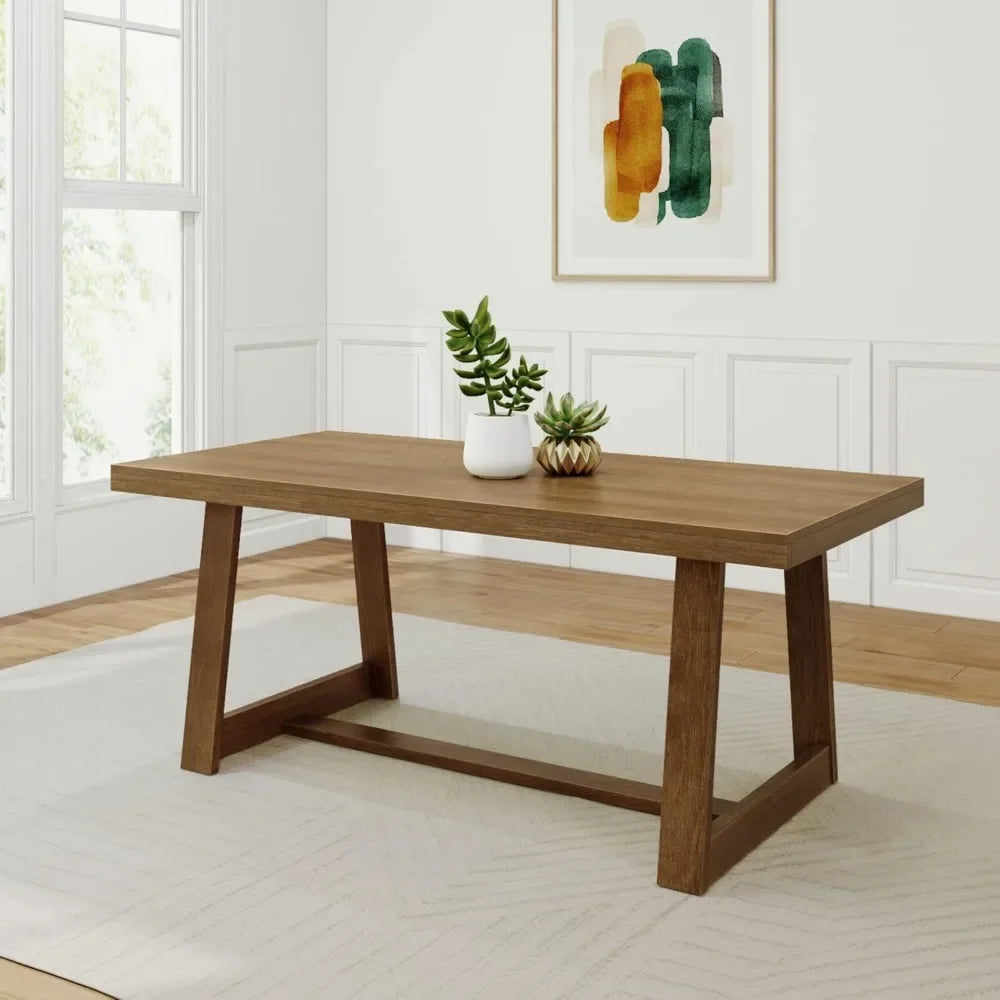 Grande table à manger rustique en bois de ferme 72" rectangulaire en pin massif pour dîner, cuisine, bureau, maison, ensemble de meubles d'assemblage