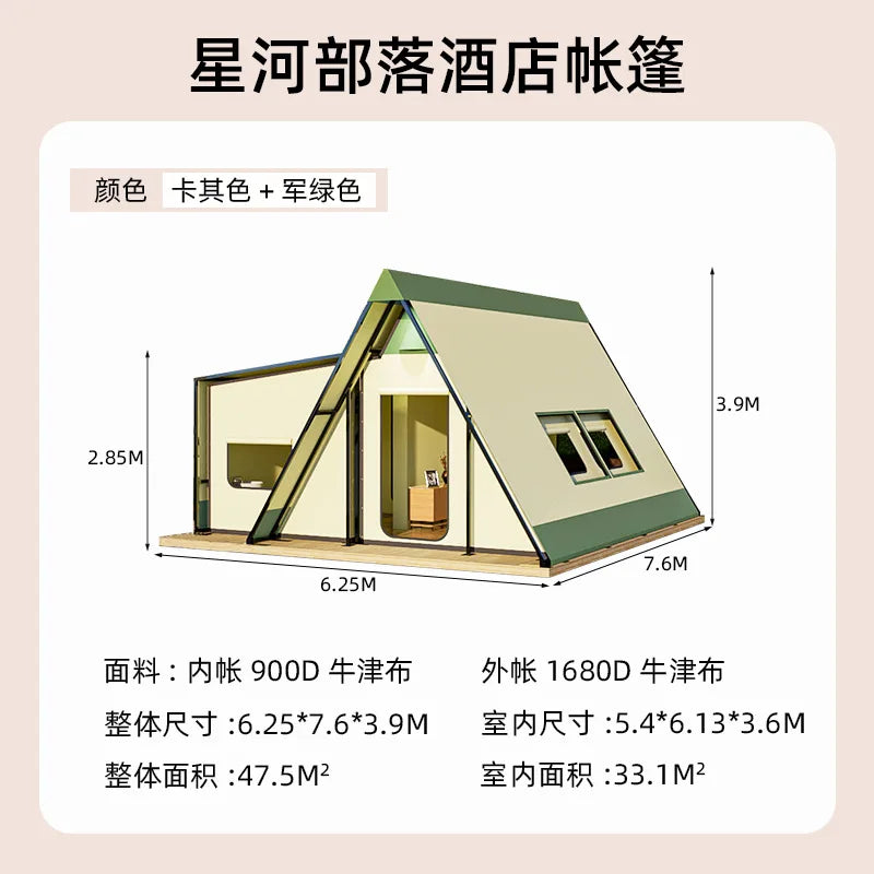 Wood House Villa Safari Tent Oxford cloth Professional Outdoor Glamping Hotel Resort Camping Luxury Triangle Prefab Hotel Tent