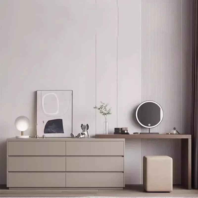 Tocador de madera europeo para niñas, organizador de almacenamiento, tocador de lujo con luz LED, mueble para maquillaje