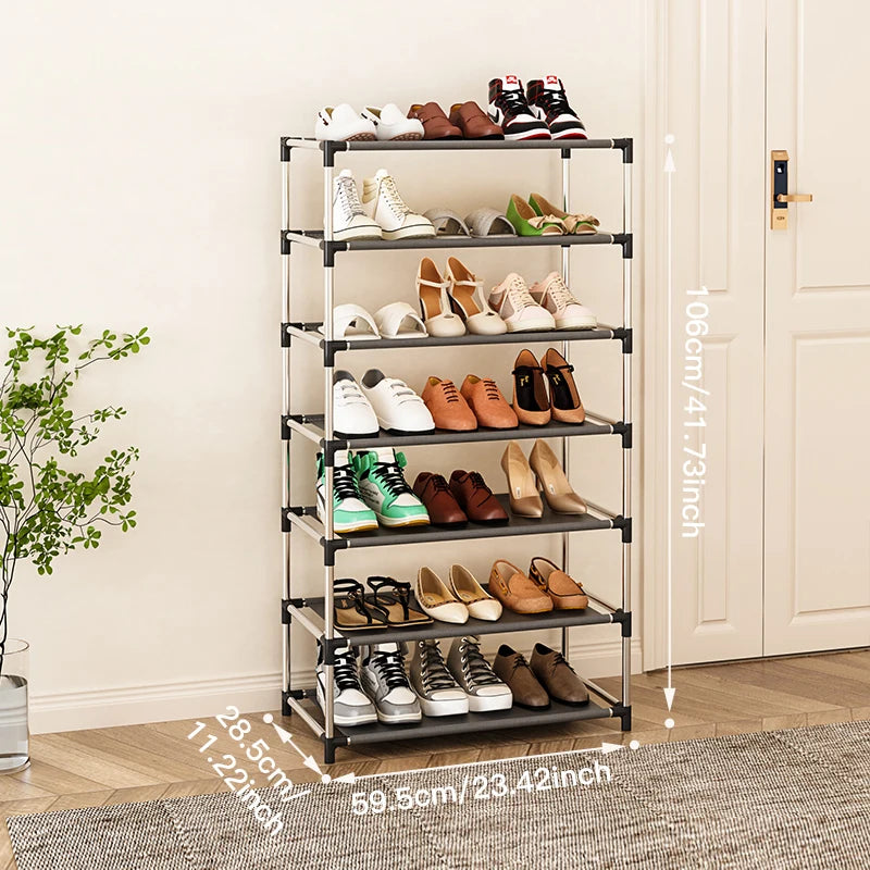 Étagère à chaussures tendance en métal simple, support de rangement pour chaussures, gain de place, étagère à chaussures noire pour salon