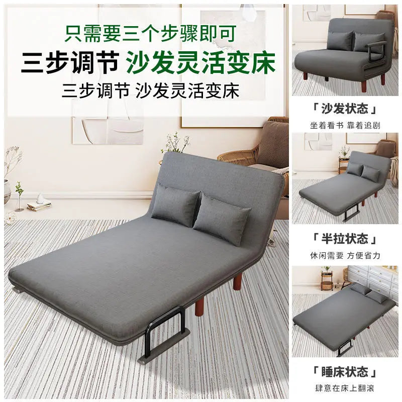 Sofa Bed with Backrest Foldable Lazy Cushion 3 in 1 Comfortable Floor Seat with Two Pillows for Hotel Office Home Living Room