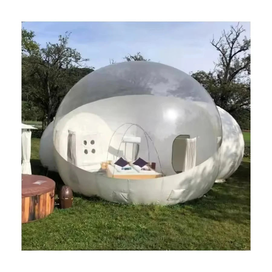 Tente dôme de glamping à bulles transparente gonflable extérieure pour pique-nique, hôtel igloo, tente à bulles transparente gonflable