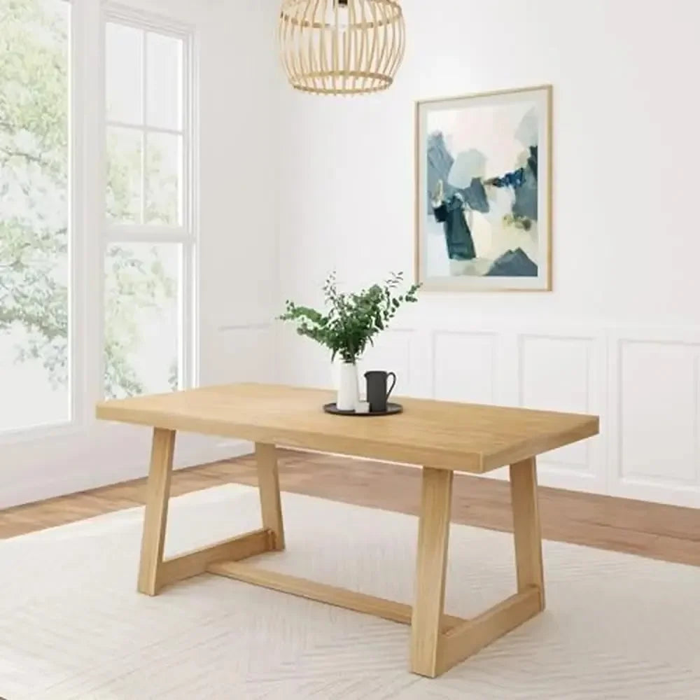 Grande table à manger rustique en bois de ferme 72" rectangulaire en pin massif pour dîner, cuisine, bureau, maison, ensemble de meubles d'assemblage