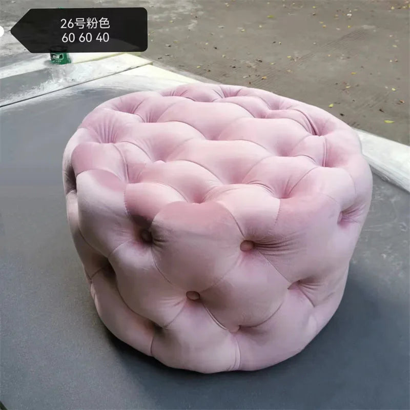 Pouf rond en velours de luxe pour salon, chambre à coucher, meuble de sol moderne, magasin de vêtements, tabouret à langer doux B