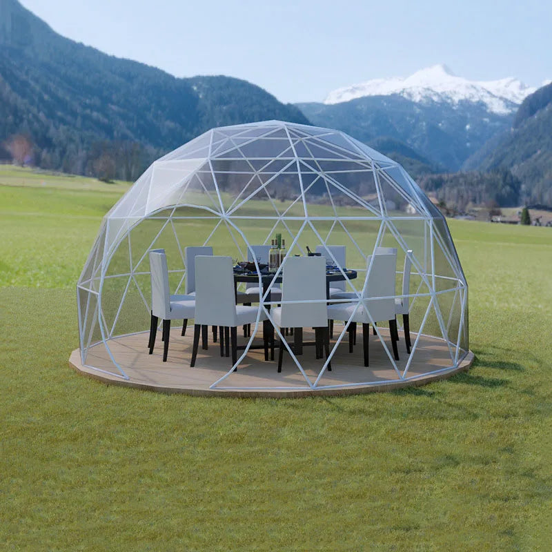 Tente de camping de luxe à dôme géodésique, maison igloo en forme de dôme pour hôtel de plein air, tente à dôme étoilée transparente