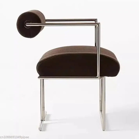 Silla de comedor Bauhaus de 48 cm de altura con respaldo de acero inoxidable de diseño moderno, muebles para el hogar, el dormitorio y la sala de estar