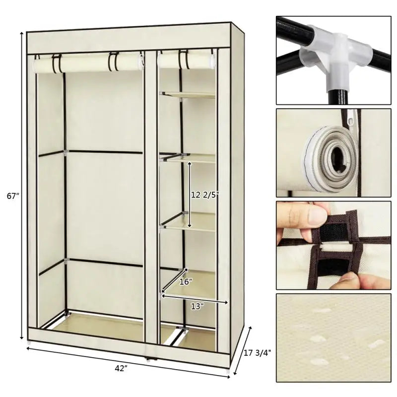 Armoire de rangement portable anti-poussière et étanche, étagère de rangement pour vêtements en tissu non tissé, meubles de chambre à coucher