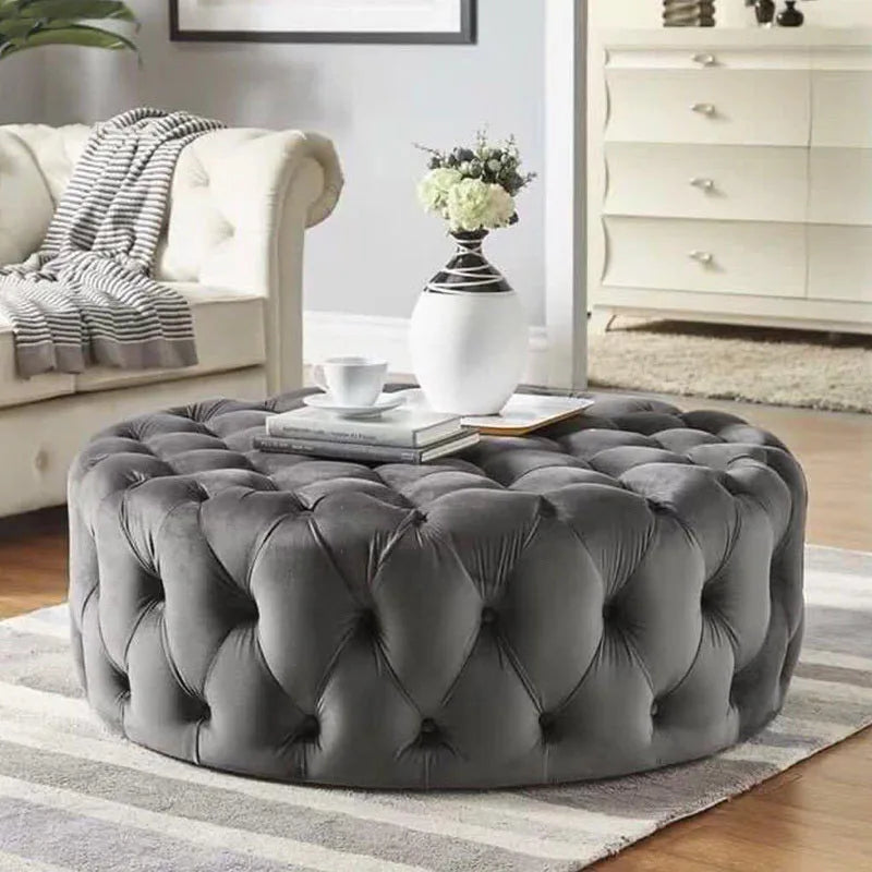 Pouf rond en velours de luxe pour salon, chambre à coucher, meuble de sol moderne, magasin de vêtements, tabouret à langer doux B