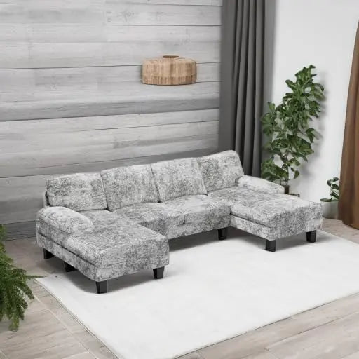 Sofá seccional convertible, moderno sofá cama de tela en forma de U, conjunto de muebles para sala de estar, sofá cama seccional de 4 plazas