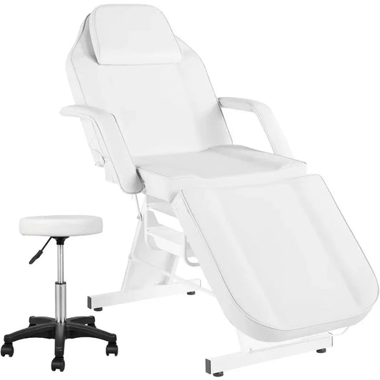 Silla facial Silla de tatuaje para cliente Ajustable 3 secciones Multiusos con taburete hidráulico para esteticista Belleza