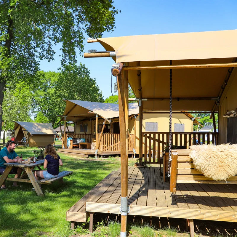 Glamping Farm Camping Base Tente de camping parent-enfant pour 3-4 personnes 2 chambres et 1 salon Villa de vacances de luxe sauvage