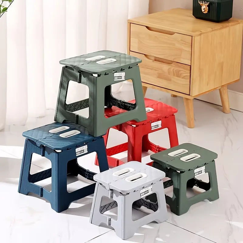 Lightweight Folding Step Stool Multi Purpose Handheld Thickened Footstool Non-Slip Plastic Small Benches Kitchen