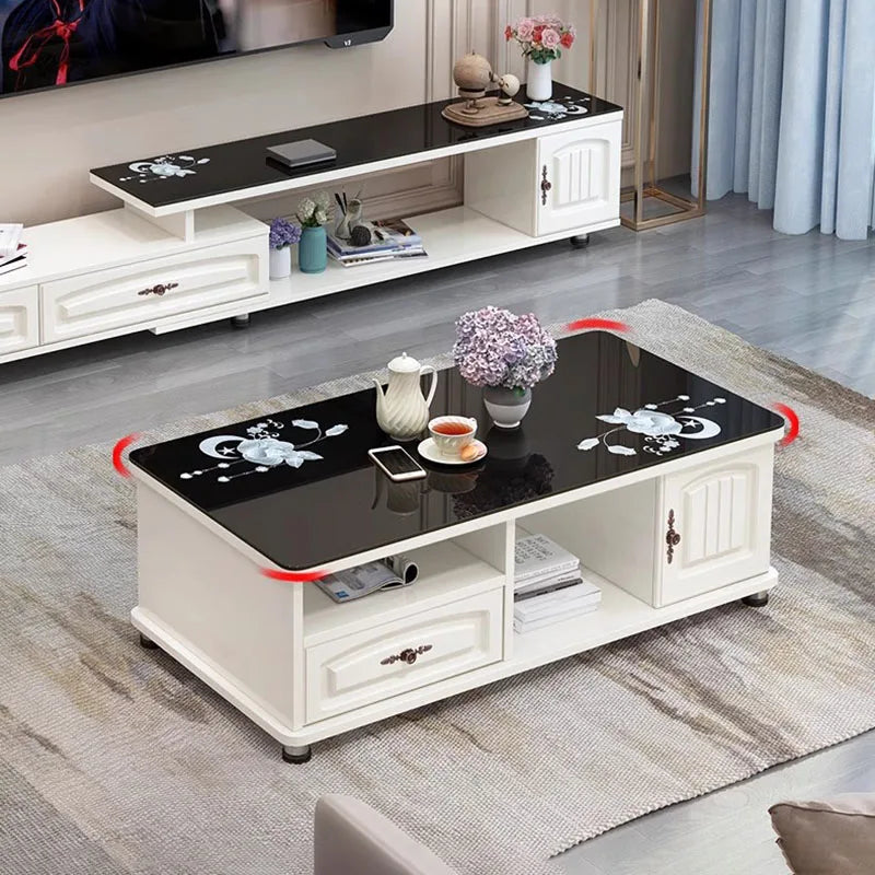 Table basse de salon nordique en ardoise avec rangement Tables basses tendance et simples Effet marbre Stolik Kawowy Home Furniture