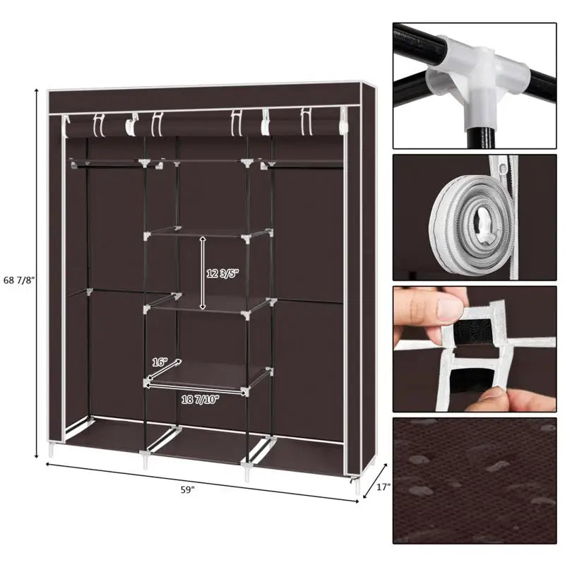 Armoire de rangement portable anti-poussière et étanche, étagère de rangement pour vêtements en tissu non tissé, meubles de chambre à coucher