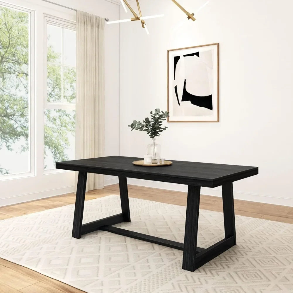 Grande table à manger rustique en bois de ferme 72" rectangulaire en pin massif pour dîner, cuisine, bureau, maison, ensemble de meubles d'assemblage