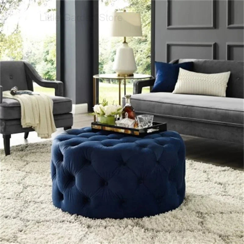 Pouf rond en velours de luxe pour salon, chambre à coucher, meuble de sol moderne, magasin de vêtements, tabouret à langer doux B