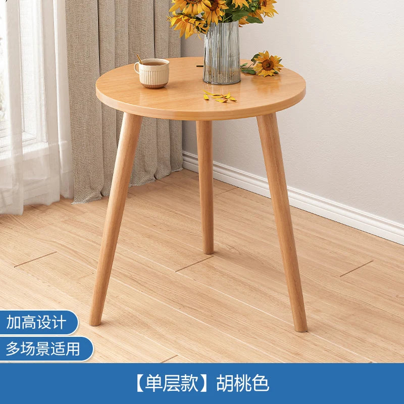 Small Round End Table Removable Mini Desk Wooden Coffee Side Table Living Room Furniture Sofa Bedside Round Table Bedroom Home