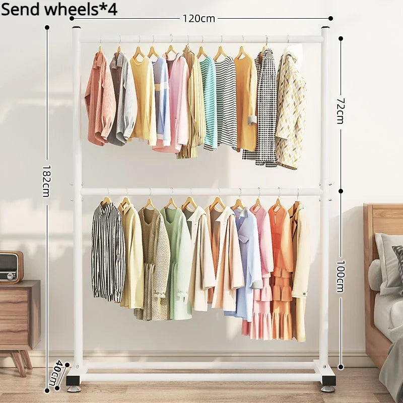 Simple Rolling Clothes Rack Floor Hanger Living Room Coat Racks For Home Entrance Furniture Hall Save Clothes Rack Hangers Coats