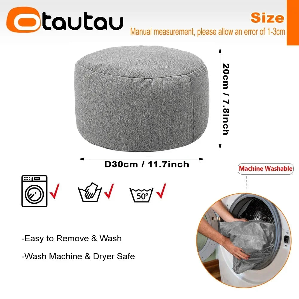 Pouf en lin OTAUTAU avec rembourrage Pouf Pouf Ottoman Repose-pieds Tatami Tabouret rond Futon Pouf Meubles de salon de détente